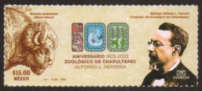 Imagen de Timbre postal: 100 Años del Zoológico de Chapultepec, Alfonso L. Herrera