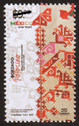 Imagen de Timbre postal: México Arte Textil, Bordado Potosino