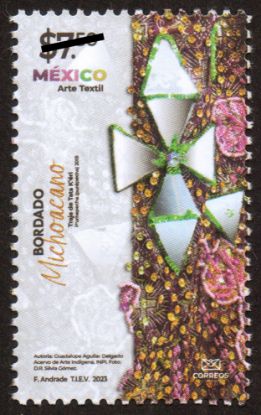 Imagen de Timbre postal: México Arte Textil, Bordado Michoacano