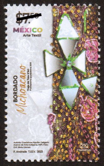 Imagen de Timbre postal: México Arte Textil, Bordado Michoacano