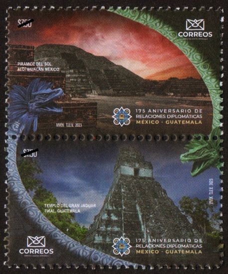 Imagen de Timbre postal: 175 Aniversario de relaciones Diplomáticas entre México y Guatemala