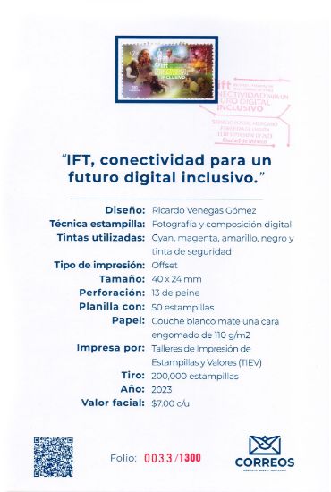 Imagen de Timbre postal: IFT, Conectividad para un futuro digital inclusivo