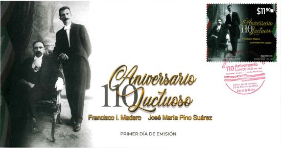 Imagen de Timbre postal: 110 Aniversario luctuoso de Francisco I. Madero y José María Pino Suárez