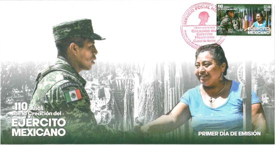Imagen de Timbre postal: 110 Años de la Creación del Ejército Mexicano