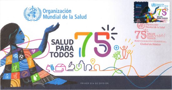 Imagen de Timbre postal: 75 Años de la Organización Mundial de la Salud