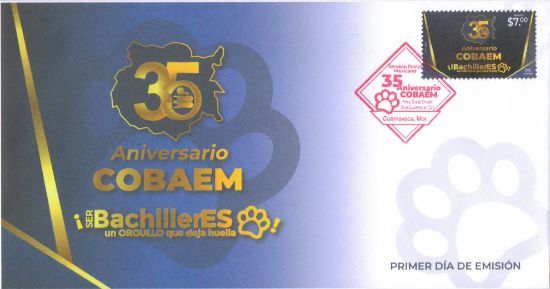 Imagen de Timbre postal: 35 Aniversario del Colegio de Bachilleres del Estado de Morelos
