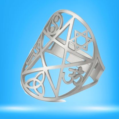 Imagen de +3 Modelos y Colores  Anillo de Acero Inoxidable con  6 Poderosísimos Símbolos  de Protección -AJUSTABLE x1ani