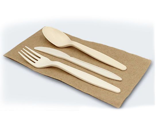 Imagen de 150 Kits Cubiertos Desechables Biodegradable Estuchados