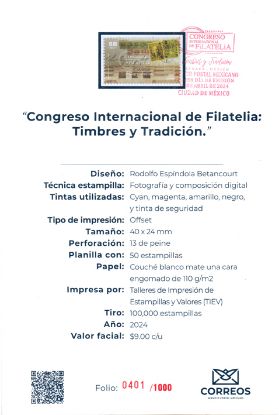 Imagen de Timbre postal: Congreso Internacional de Filatelia: Timbres y Tradición