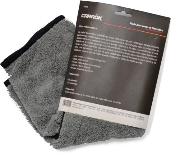 Imagen de CarrOk Toalla Secado de Microfibra Grande 90 X 60 cm Extra Suave No Raya el Auto o Moto para Lavado o Secado Automotriz