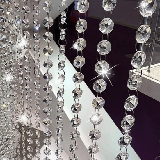 Imagen de 6 Metros De Guirnalda Decorativa De Cristal Octagonal 14mm Y Aro 10mm.