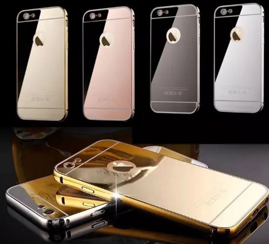 Imagen de 100 Bumper Y Tapa Espejo + Mica Cristal P/ iPhone 4,5,6 Y 6+