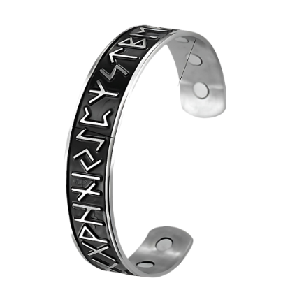 Imagen de 1 Brazalete Vikingo Poderosas Runas 3D Protectoras CURADO Ajustable de ACERO  