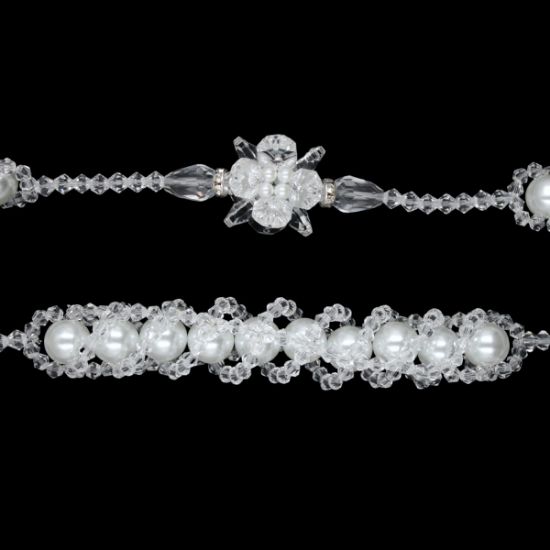 Imagen de Lazo Y Rosario De Perlas y  Cristal Cortado Importado, Para Boda, Matrimonio.