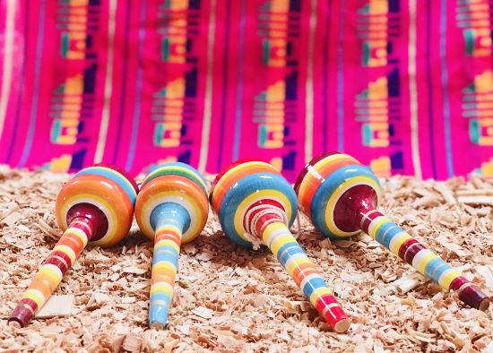 Imagen de 10 BALEROS COPA - COLORIDOS - JUGUETES ARTESANALES MEXICANOS