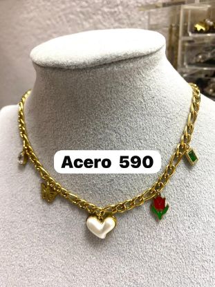 Imagen de Audy Joyas Collar de Acero con Corazon Blanco