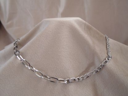 Imagen de Cadena de eslabones combinada en color plata hecha de Acero Inoxidable