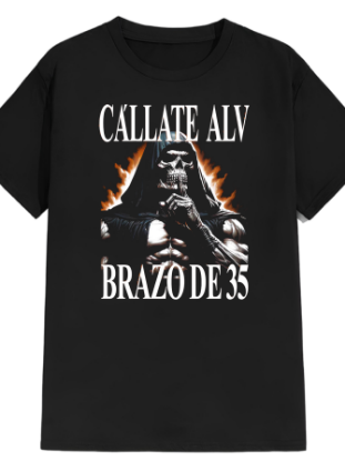 Imagen de Playera manga corta 100% algodón calacas chidas gym " brazo de 35" 