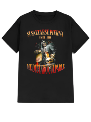 Imagen de Playera manga corta 100% algodón calacas chidas gym " Saltarse pierna"