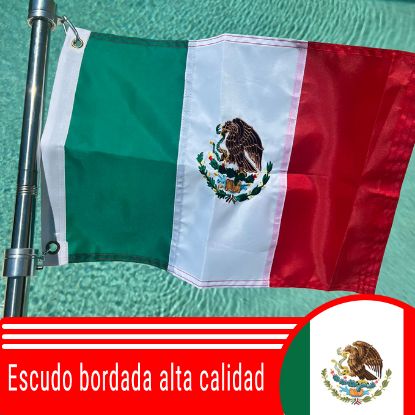 Imagen de Mr. Banderas - Bandera de México Bordado Nautica - Moto 30cm x 45cm