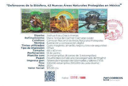 Imagen de Timbre postal: Defensores de la biosfera, 43 Nuevas Áreas naturales Protegidas en México