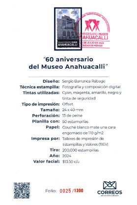 Imagen de Timbre postal: 60 Aniversario del Museo Anahuacalli