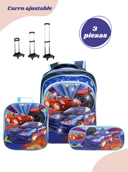 Imagen de Mochila combo Escolar Con Luz Led, Lonchera Y Lapicera Niños