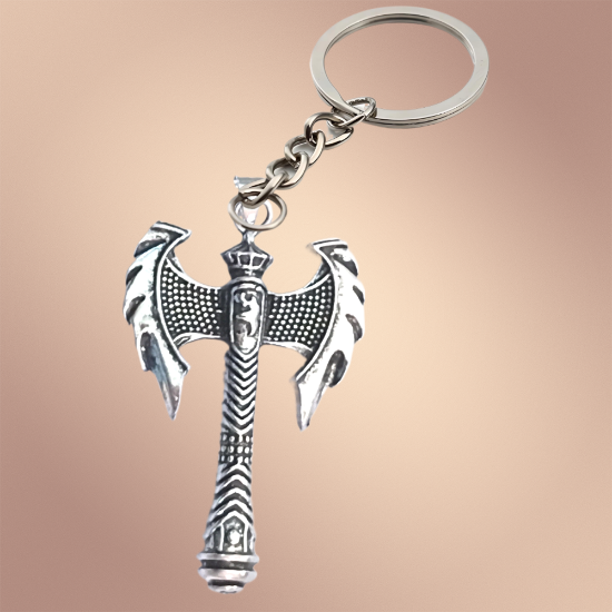 Imagen de 1 Hacha Doble Vikinga Grande C.Plata  en Llavero Poderosisimo Talisman Protector (DIJE Curado e Intensionado), Alta Durabilidad-CUPF&=