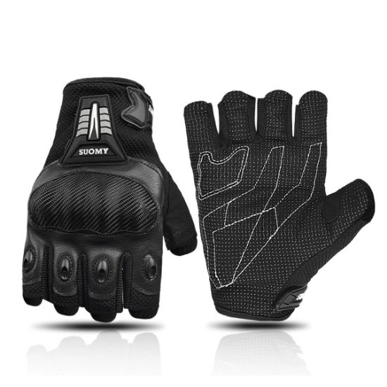 Imagen de Guantes sin dedos negro fibra tela motocicleta accesorios protectores medio dedo ciclismo Motocross