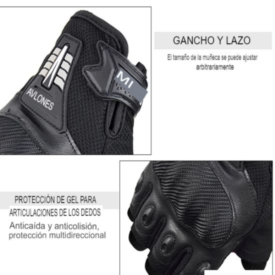 Imagen de Guantes sin dedos negro fibra tela motocicleta accesorios protectores medio dedo ciclismo Motocross