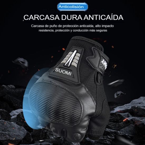 Imagen de Guantes sin dedos negro fibra tela motocicleta accesorios protectores medio dedo ciclismo Motocross
