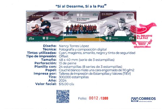 Imagen de Timbre postal: Sí al desarme, sí a la paz