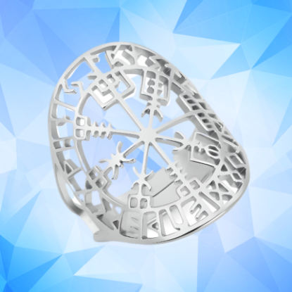 Imagen de  1 Anillo ACERO INOX. VIKINGO Brujula y Runas Vikingas  Ajustable Alta Durabilidad