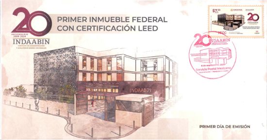 Imagen de Timbre postal: 20 años del Instituto de Administración y Avalúos de Bienes Nacionales (INDAABIN)