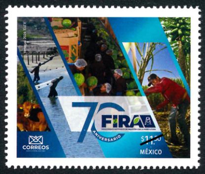 Imagen de Timbre postal: 70 aniversario Fideicomisos Instituidos en Relación con la Agricultura (FIRA)