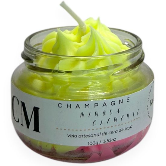 Imagen de Vela Artesanal y Aromática – Champagne y Mimosa Clementina 100g