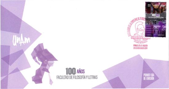 Imagen de Timbre postal: 100 Años Facultad Filosofía y Letras de la UNAM 