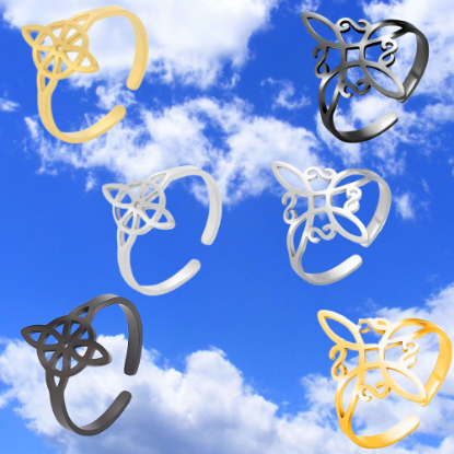 Imagen de 1 Anillo Nudo de Bruja ACERO INOXIDABLE Alta Durabilidad Curado e Intensionado+ 3 Modelos y 3 Colores Para Escoger x1nb