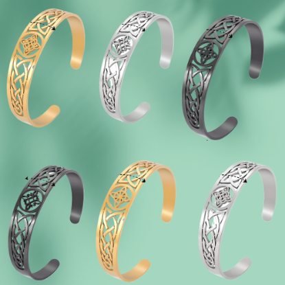 Imagen de + 9 Modelos  para Seleccionar de  Brazalete Nudo de Bruja CURADO Ajustable de ACERO INOXIDABLE Espesor de 2 mm Alta Durabilidad para Uso Rudo  X1BRA