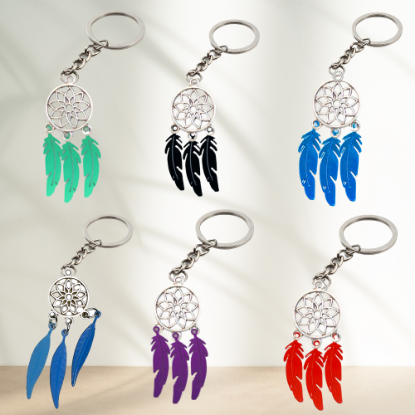 Imagen de 1 Par de Atrapasueños Color Plata Alta Durabilidad en Llavero Color Plata para Escoger CUPF&=X1-Lopi