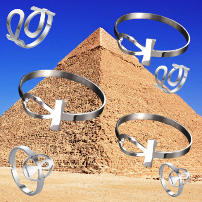 Imagen de 1 Brazalete o 1 Anillo o  1Juego (1 Brazalete + 1 Anillo ) de Cruz Egipcia o Llave de la Vida  ACERO INOXIDABLE Y AJUSTABLE C. Plata  Poderosa Proteccion ACTVADA  Talisman Protector Alta Durabilidad de Uso Rudo / 5 Modelos Para Escoger x12egip