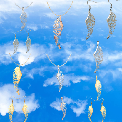 Imagen de Hermosas Alas de Angel Acero Inoxidable en Aretes o Dije-Collar+ de 9 modelos para Escoger x1-alas
