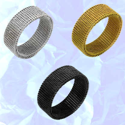 Imagen de 1 anillo Unisex acero inoxidable malla flexible ajustable al dedo -+ 3 colores y 7 tallas para escoger Alta Durabilidad x1-ani