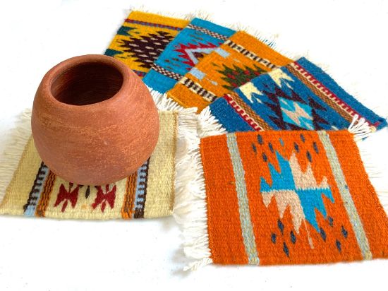 Imagen de 6  piezas de Porta Vasos de Lana Tejido a Mano, 12x15 cm Mini Tapetes 