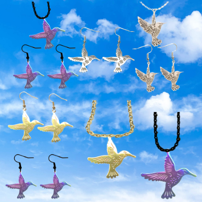 Imagen de Hermoso Dije Colibri Grande Acero Inoxidable  en Aretes, Dije/Collar o Juego Alta Durabilidad+ 9 Modelos a Escoger X1col-Lopi