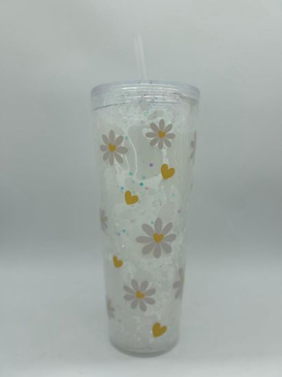Imagen de Vaso Blanco con Flores 24oz
