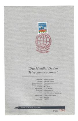 Imagen de HOJA CARNET PRIMER DIA ESTAMPILLA DIA MUNDIAL TELECOMUNICACIONES 1995