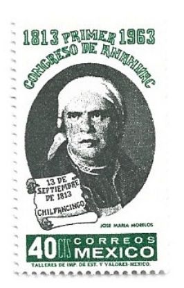 Imagen de ESTAMPILLA MORELOS ANIVERSARIO CONGRESO DE ANAHUAC 1963