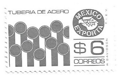 Imagen de ESTAMPILLA SERIE MEXICO EXPORTA $6 TUBERIA DE ACERO GRIS NUEVA
