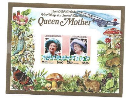 Imagen de HOJITA BEQUIA GRENADINAS DE SAN VICENTE CUMPLEAÑOS REINA MADRE 1985
